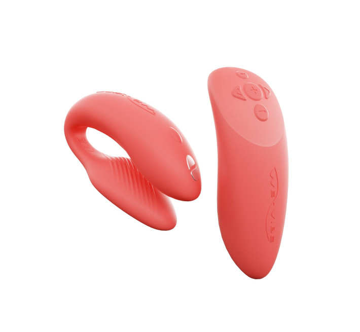 Смарт-вибратор для пар We-Vibe Chorus Crave Coral, сенсорное управление вибрациями сжатием пульта