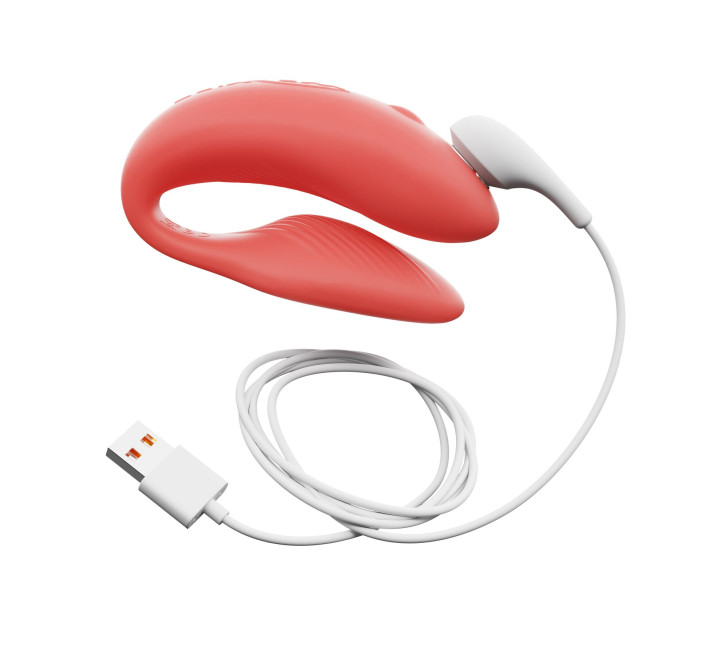 Смарт-вибратор для пар We-Vibe Chorus Crave Coral, сенсорное управление вибрациями сжатием пульта