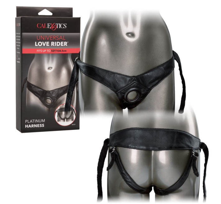 Трусики для страпона California Exotic Universal Love Rider Platinum Harness, кожзам, черные