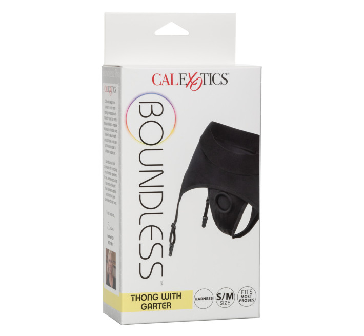Трусики для страпона с высоким поясом California Exotics Boundless Thong with Garter S/M