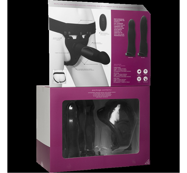 Набор для страпона с вибрацией Doc Johnson Body Extensions - BE Naughty - Black