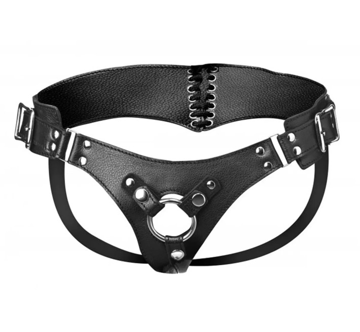 Трусики для страпону Strap U Bodice з корсетною шнурівкою позаду чорні, OS