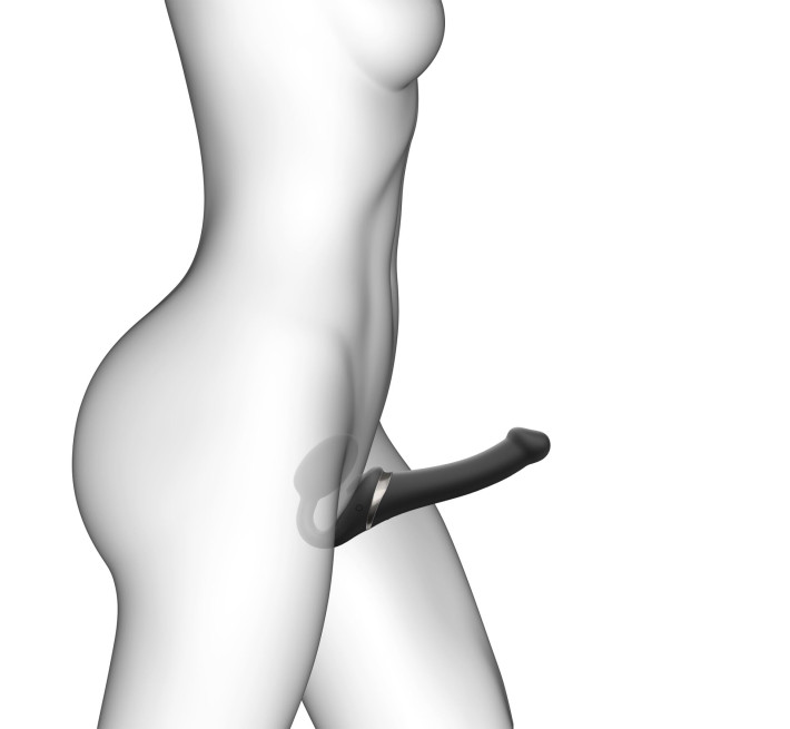 Безременный вибрострапон с вакуумной стимуляцией Strap-On-Me MULTI ORGASM Black S, регулируемый