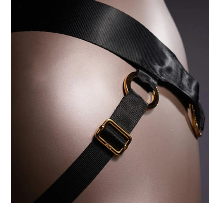 Страпон з нереалістичним фалоімітатором M UPKO, з нашийником, чорний