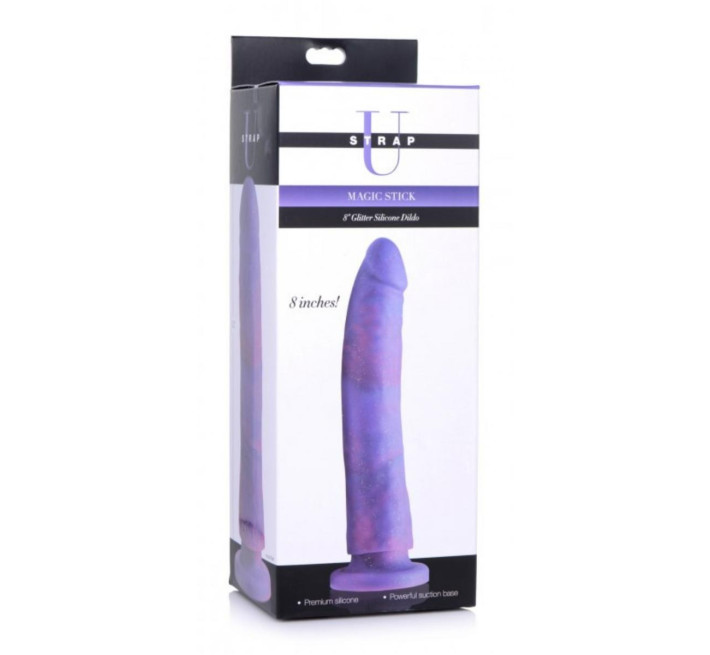 Насадка для страпона Strap U Magic Stick, з блискітками, фіолетовий, 20.3 см