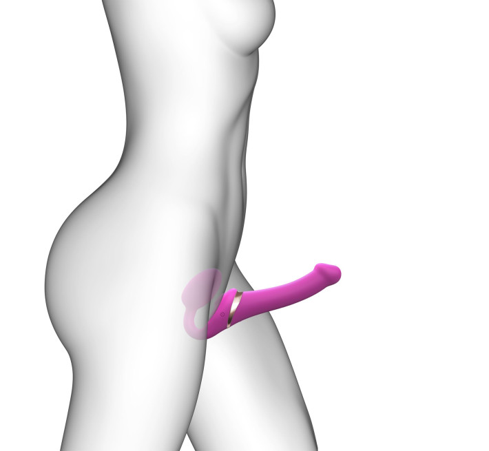 Безремінний вібрострапон з вакуумною стимуляцією Strap-On-Me MULTI ORGASM Fuchsia M, регульований