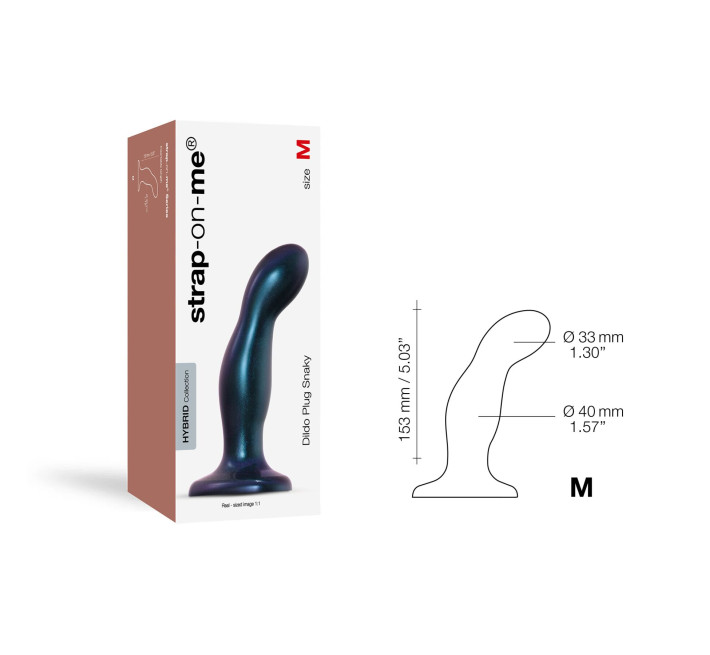 Дилдо Strap-On-Me DILDO PLUG SNAKY METALLIC BLUE, розмір M