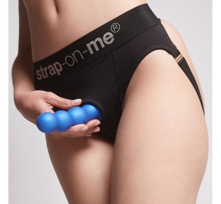 Насадка для страпона Strap-On-Me Dildo Plug Balls Blue Metallic XL