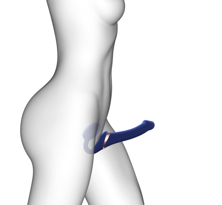 Безремінний вібрострапон з вакуумною стимуляцією Strap-On-Me MULTI ORGASM Blue L, регульований