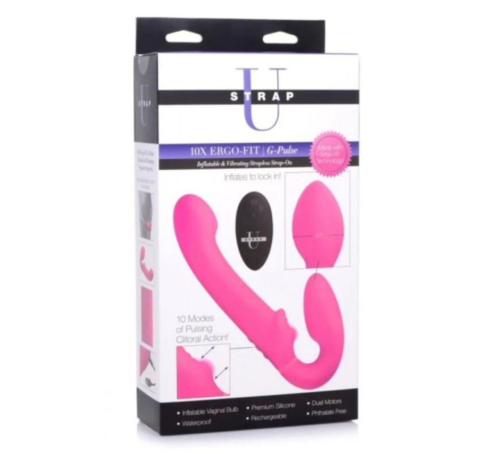 Безремневый страпон с пультом Strap U Urge Strapless Strap-On розовый