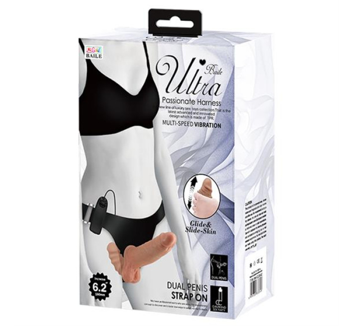Страпон - Ultra Vibrating Dual Penis Strap On 6.2"
