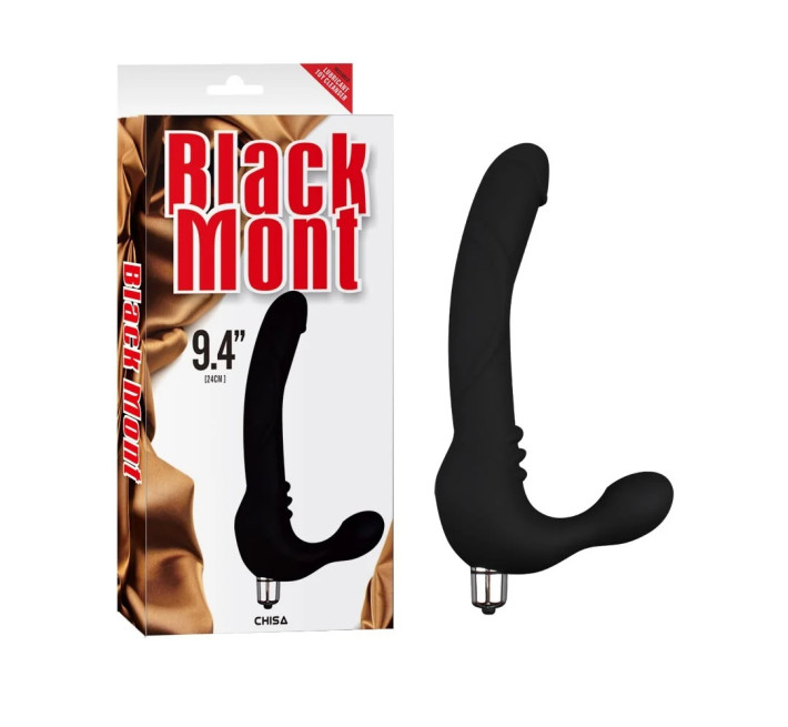 Страпон безременевий зі знімною віброкулею Chisa Black Mont 24 см