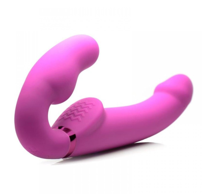 Страпон безремневый с вибрацией, накачкой и дистанционным пультом Strap U 10X Evoke розовый