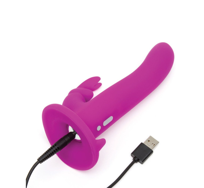 Страпон-кролик з вібрацією та трусиками Happy Rabbit Rechargeable Vibrating Strap-On Harness Set