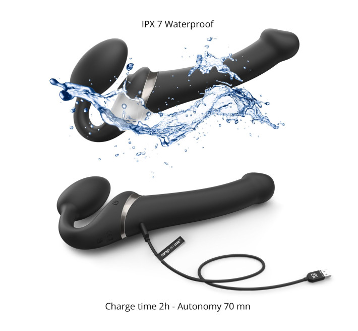 Безремінний вібрострапон з вакуумною стимуляцією Strap-On-Me MULTI ORGASM Black XL, регульований