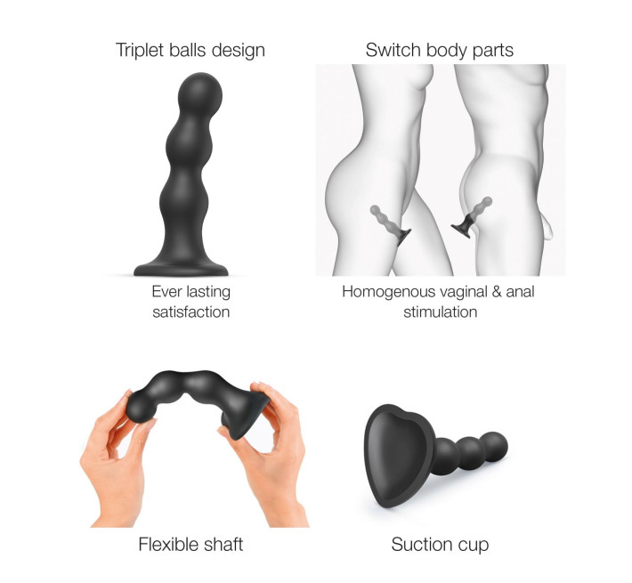 Насадка для страпона Strap-On-Me Dildo Plug Balls Black L