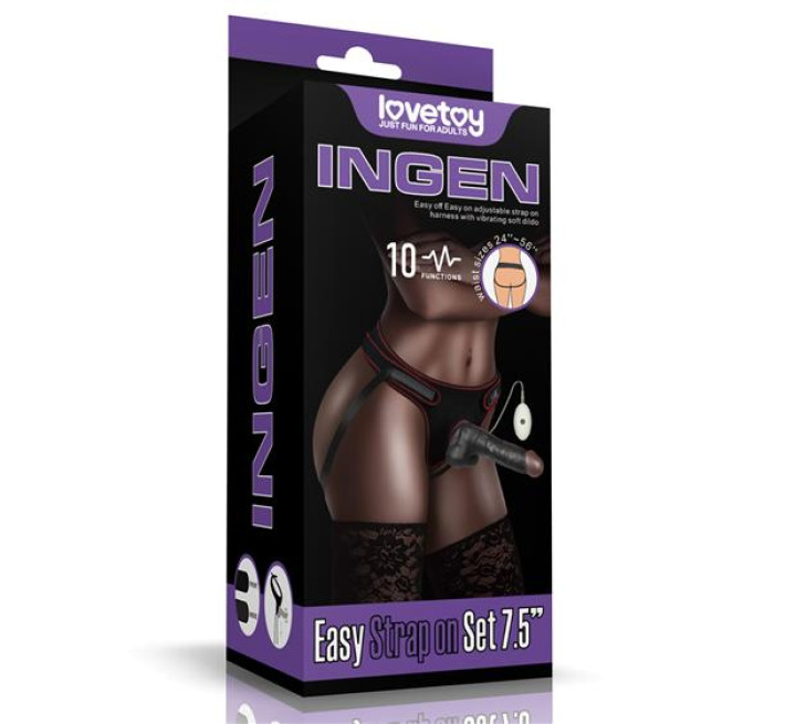 Страпон LoveToy Ingen Vibrating Easy Strap-On Set 7.5" Black