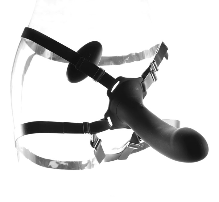 Страпон з вібрацією на ременях California Exotic з пультом управління, чорний, 16.5 см x 3.75 см