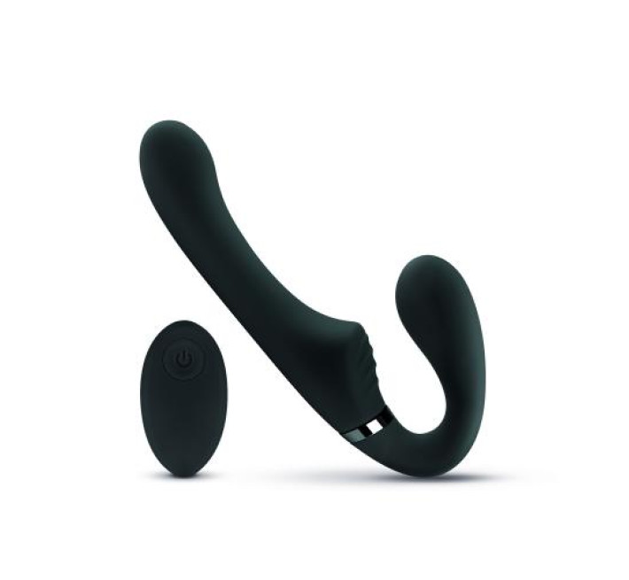 Страпон безременный с вибрацией, с дистанционным пультом No-Parts Avery, черный