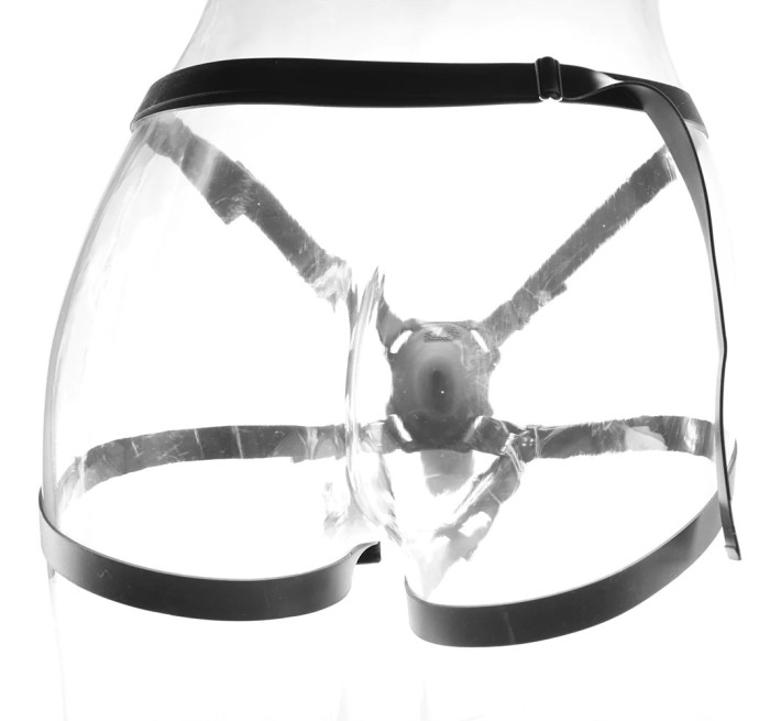 Страпон з вібрацією на ременях California Exotic з пультом управління, чорний, 16.5 см x 3.75 см