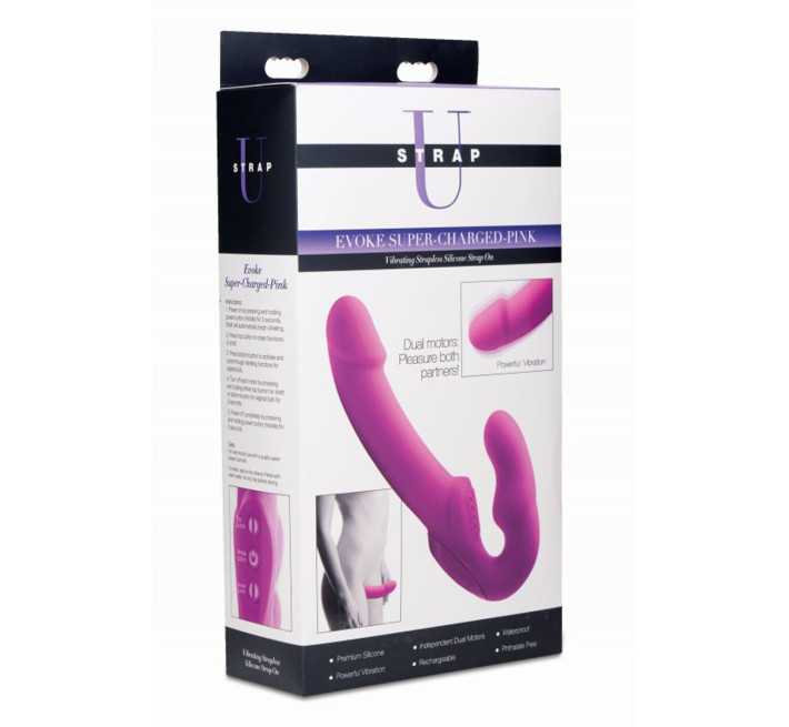 Страпон двойной Strap U Evoke Super Charged Розовый