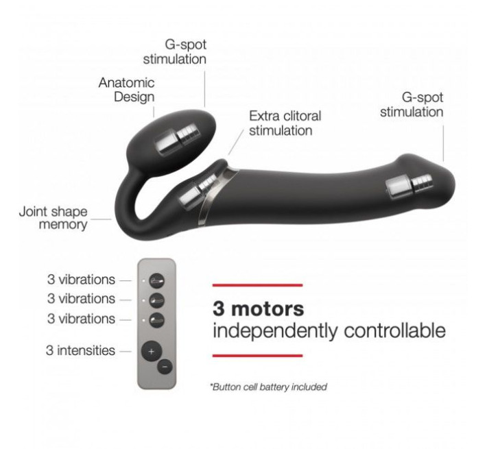 Безремневий страпон із вібрацією Strap-On-Me Vibrating Чорний L