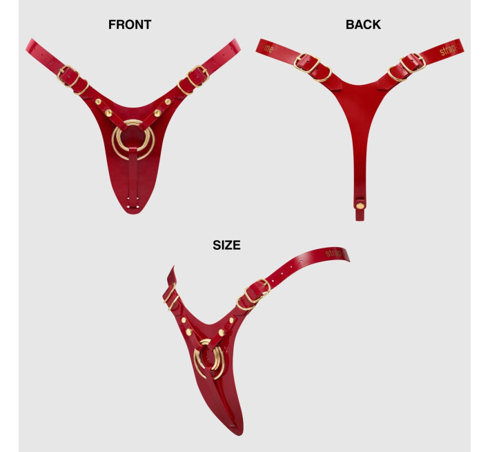 Трусики для страпона Strap-On-Me Leatherette Harness Fabulous - One Size - Red Glossy