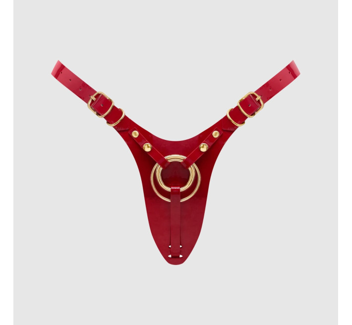 Трусики для страпона Strap-On-Me Leatherette Harness Fabulous - One Size - Red Glossy