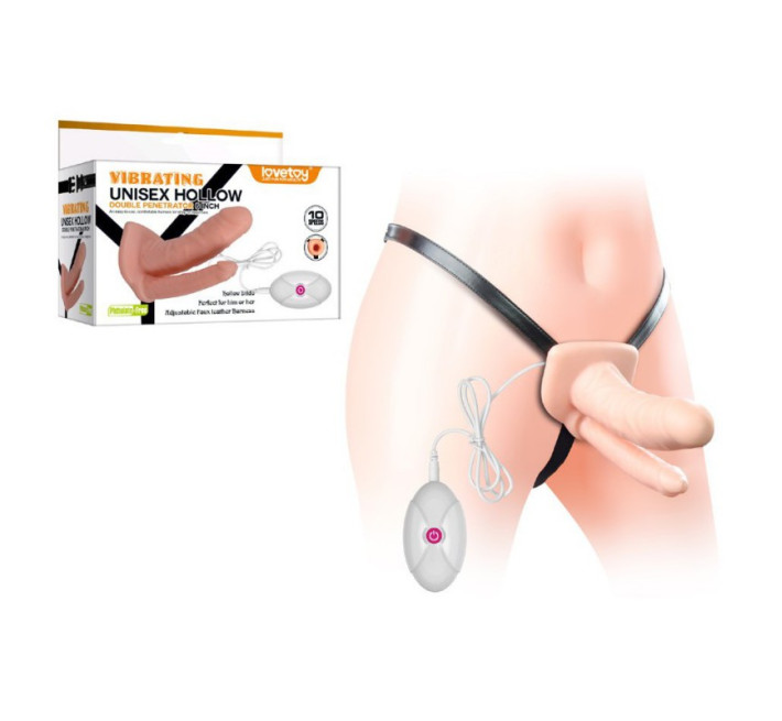 Страпон LoveToy Vibrating Unisex Hollow LVTOY153