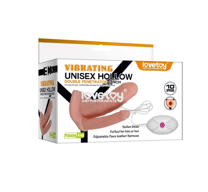Страпон LoveToy Vibrating Unisex Hollow LVTOY153