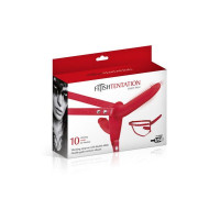 Подвійний страпон з вібрацією Fetish Tentation Vibrating Strap-On with Double Dildo Червоний