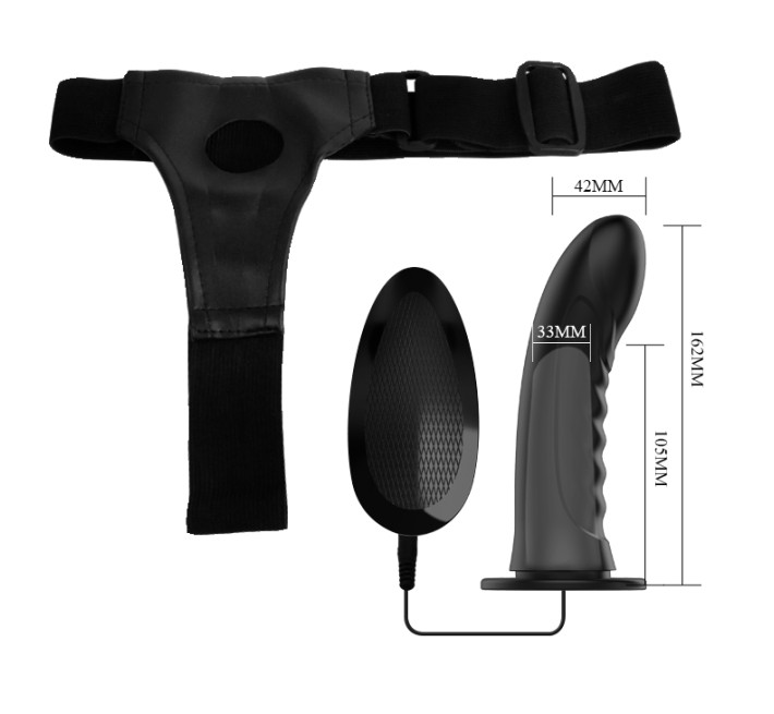 Чоловічий страпон Pretty Love Marvin Strap-On Harness Vibrating Чорний 16.2 см