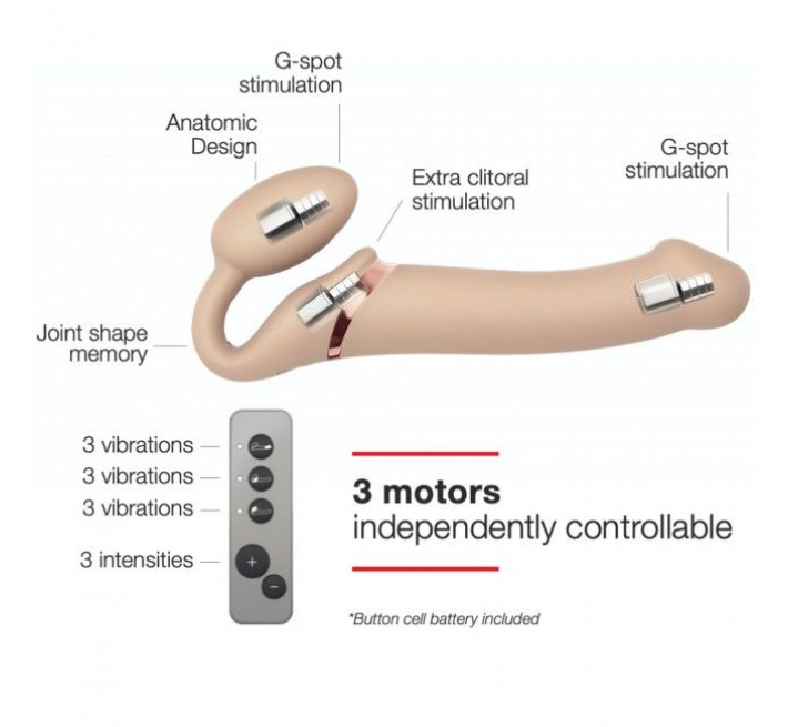 Безремневой страпон с вибрацией Strap-On-Me Vibrating Телесный L