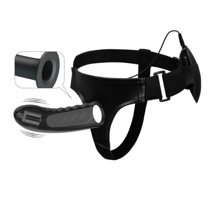 Чоловічий страпон Pretty Love Marvin Strap-On Harness Vibrating Чорний 16.2 см