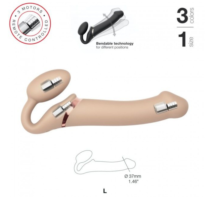 Безремневой страпон с вибрацией Strap-On-Me Vibrating Телесный L