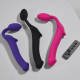 Безремінний страпон з вібрацією Strap-On-Me Vibrating Fuchsia M, діаметр 3,8 см, пульт ДК, регульований