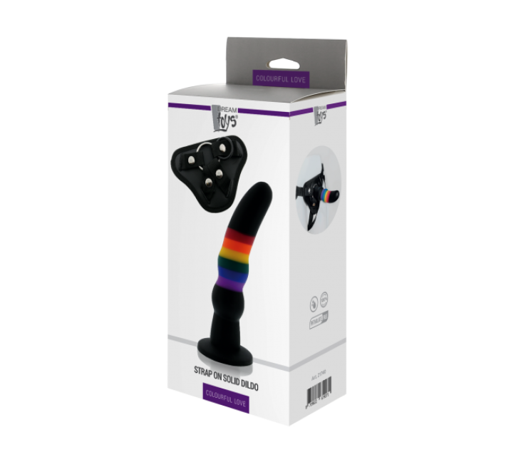 Страпон жіночий райдужний Dreamtoys Colourful Love Strap On Solid Dildo