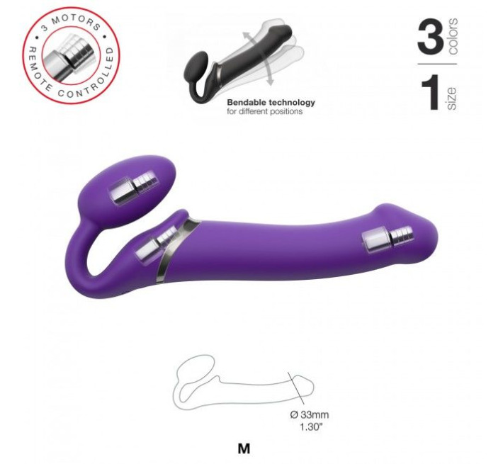 Безремневий страпон із вібрацією Strap-On-Me Vibrating Фіолетовий M