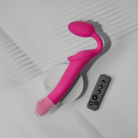 Безремінний страпон з вібрацією Strap-On-Me Vibrating Fuchsia XL, діам. 4,7см, пульт ДК, регульований