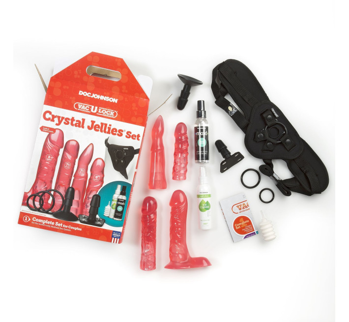 Набір для страпону Doc Johnson Vac-U-Lock Crystal Jellies Set