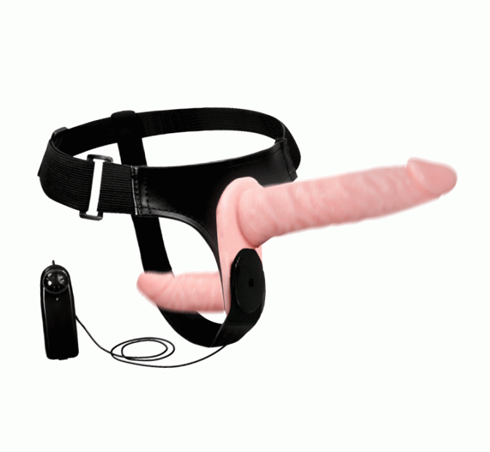 Женский страпон LyBaile Ultra Passionate Harness Doble Heads Flesh Vibrating Телесный