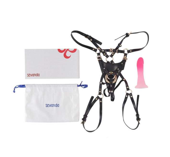 Страпон LOCKINK SEVANDA Queen Sheba Strapon Pink Dildo, регульовані кріплення, силіконовий дилдо