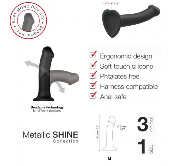 Насадка для страпону Strap-On-Me Mono Density Dildo Блакитна M