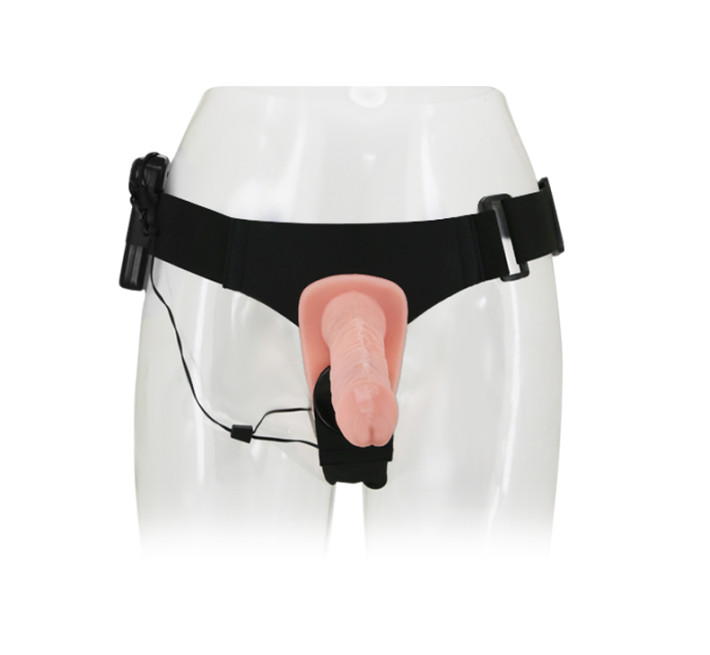 Женский страпон LyBaile Ultra Passionate Harness Doble Heads Flesh Vibrating Телесный