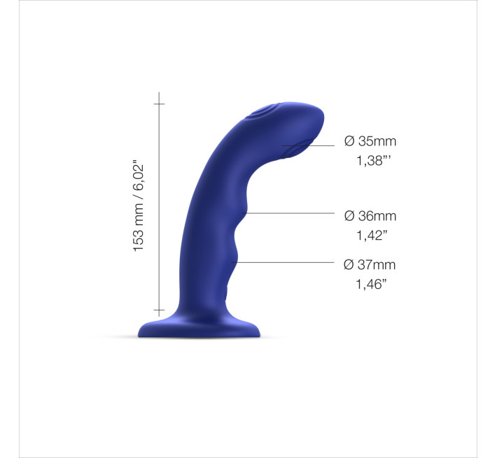 Насадка для страпона с двойной точечной пульсацией Strap-On-Me TAPPING DILDO WAVE – NIGHT BLUE, М