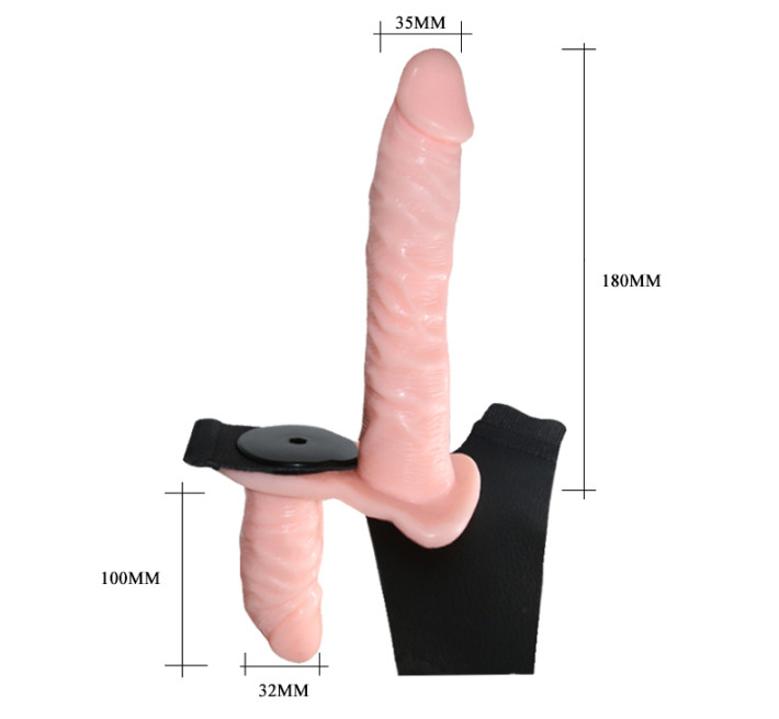 Женский страпон LyBaile Ultra Passionate Harness Doble Heads Flesh Vibrating Телесный