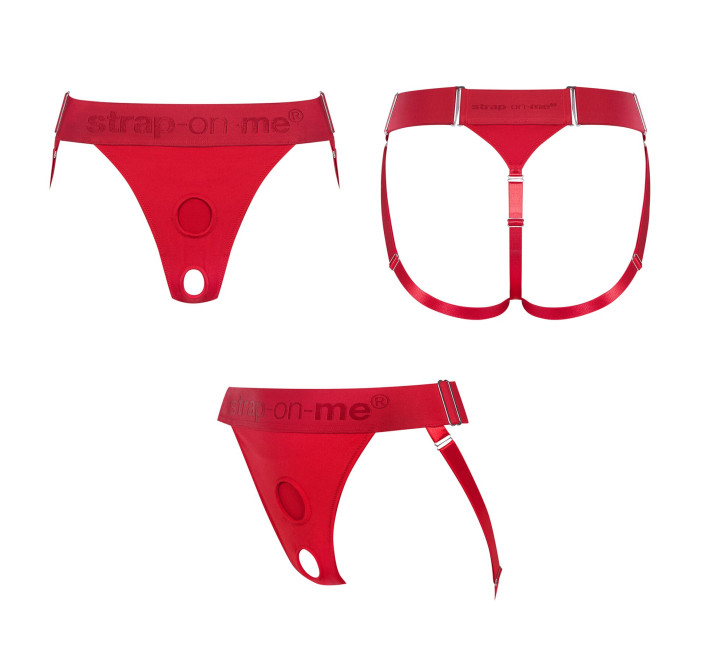 Трусики для страпона Strap-On-Me HARNAIS LINGERIE UNIQUE, One Size, красные
