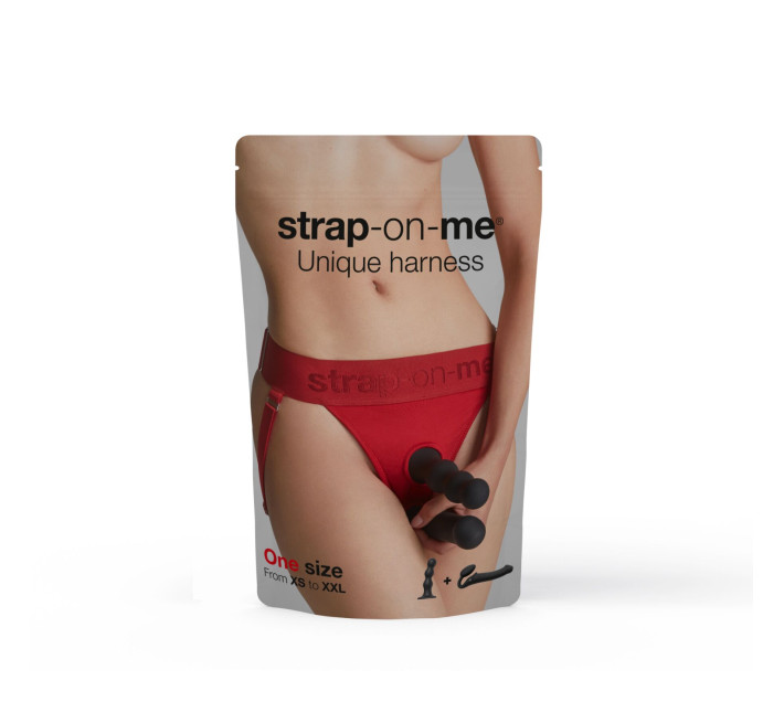 Трусики для страпона Strap-On-Me HARNAIS LINGERIE UNIQUE, One Size, красные