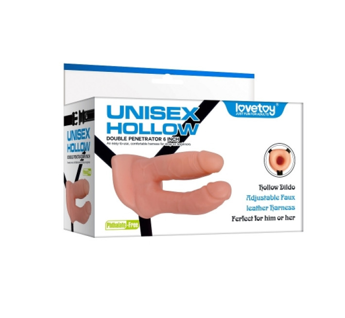 Страпон порожнистий для подвійного проникнення LoveToy Unisex Hollow Double Penetrator