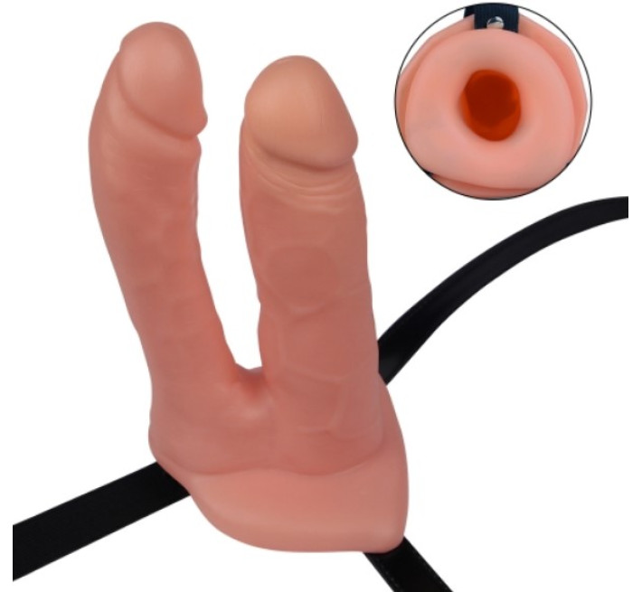 Страпон порожнистий для подвійного проникнення LoveToy Unisex Hollow Double Penetrator